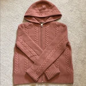 J.Crew Blush Cable Zip Hoodie